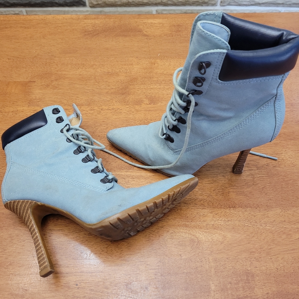 Baby Blue Suade Boots